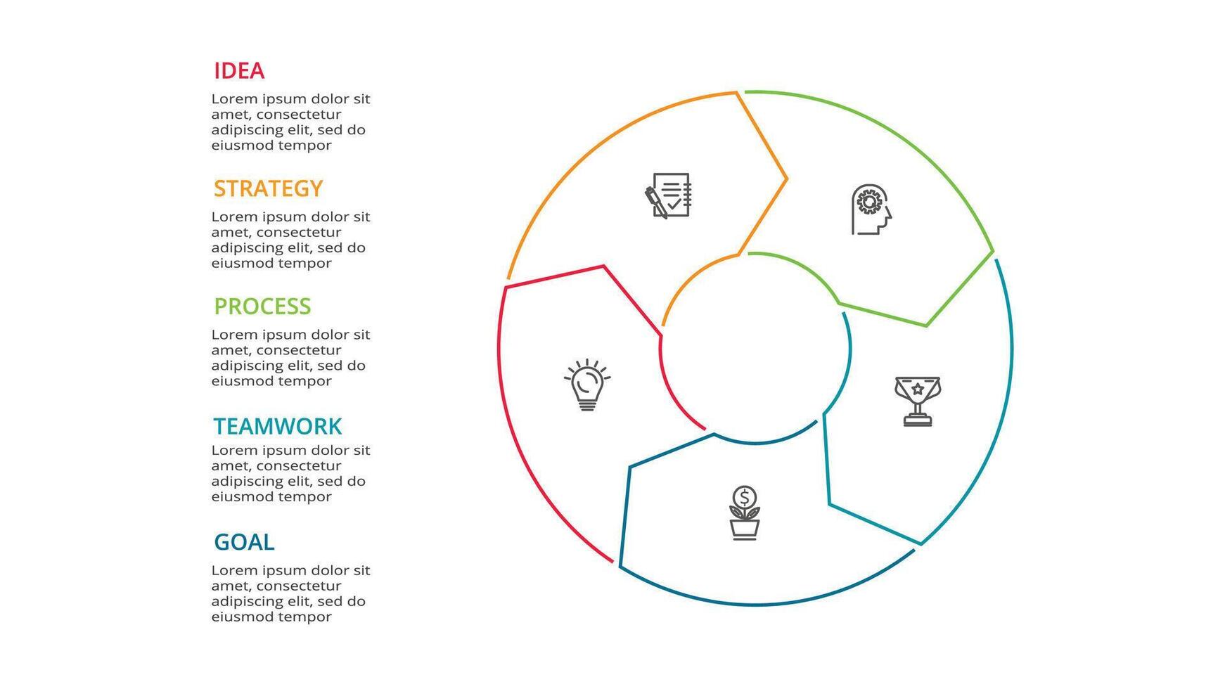 Créatif concept pour infographie avec 5 pas, choix, les pièces ou processus. affaires Les données visualisation. vecteur