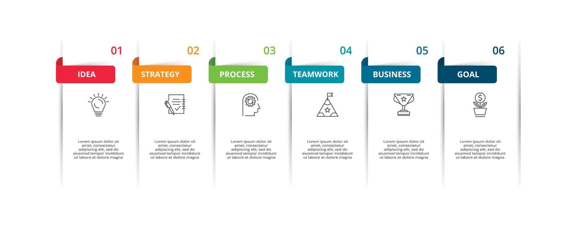 concept créatif pour infographie avec 6 étapes, options, pièces ou processus. visualisation des données d'entreprise vecteur