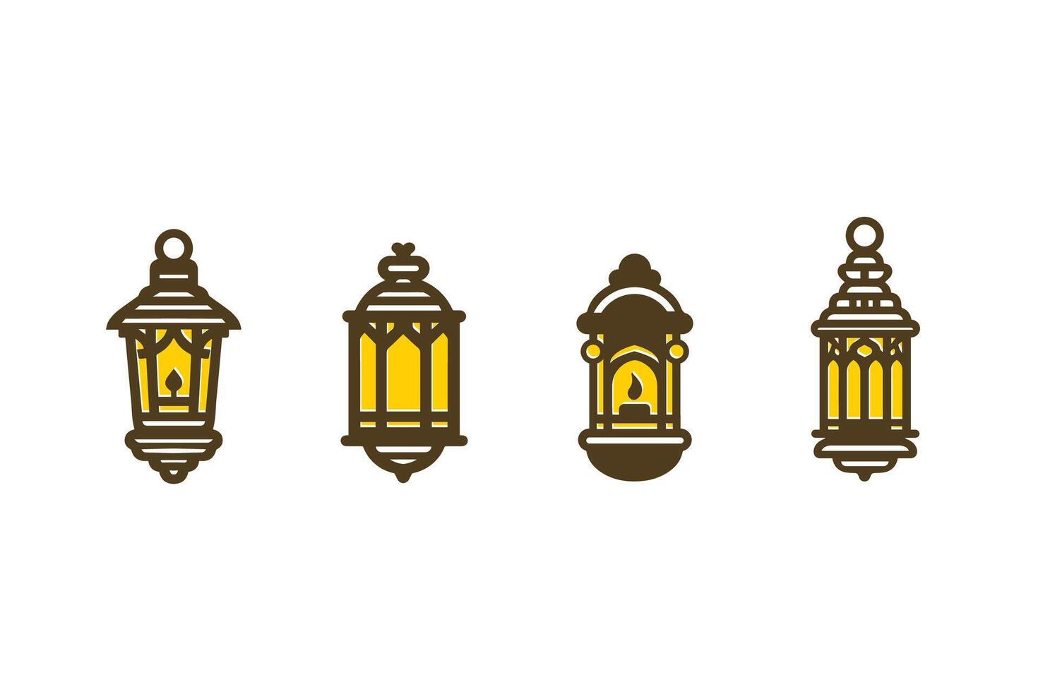 Ramadan lanternes logo. fanatique ligne lanterne, arabe les lampes silhouettes ancien. vecteur illustration de lanterne à Ramadan