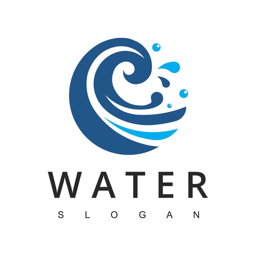 l'eau avec bulles pour savon laver blanchisserie logo ou mer océan roulant vagues pour plage vacances ou le surf logo conception vecteur