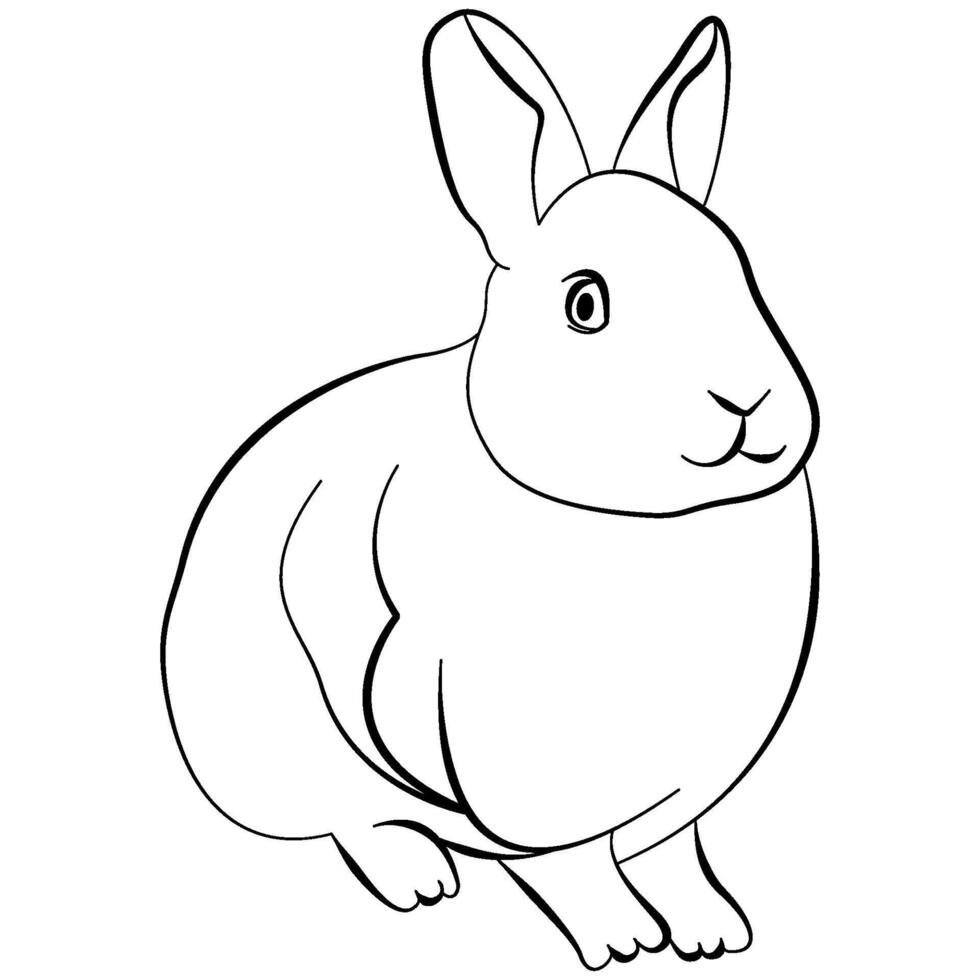 illustré lapin contour. lapin ligne art. dessin de lapin contour illustration pour coloration page. vecteur