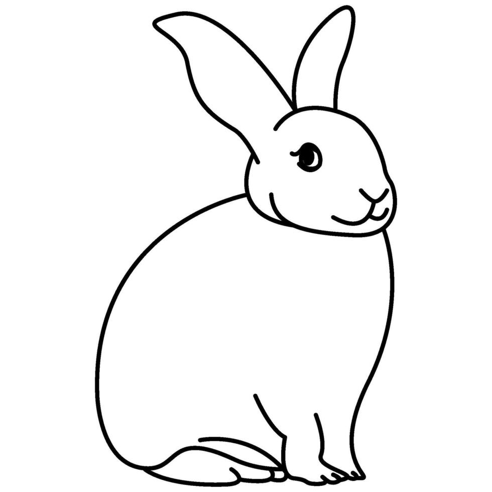 illustré lapin contour. lapin ligne art. dessin de lapin contour illustration pour coloration page. vecteur