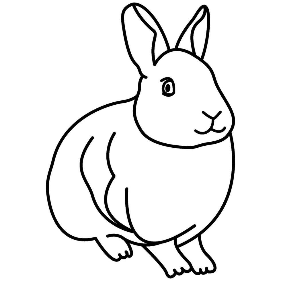 illustré lapin contour. lapin ligne art. dessin de lapin contour illustration pour coloration page. vecteur