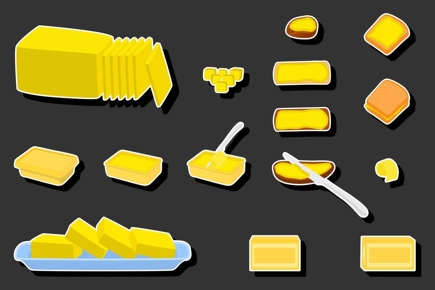 illustration sur thème gros coloré ensemble différent les types crémeux beurre vecteur