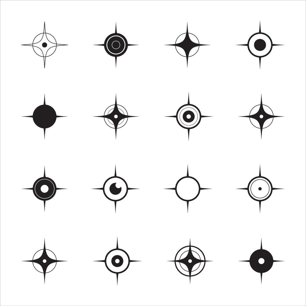 esthétique y2k Icônes. cool scintillait Icônes collection. éclat effet signe vecteur conception. ensemble de étoile formes. la magie symboles.