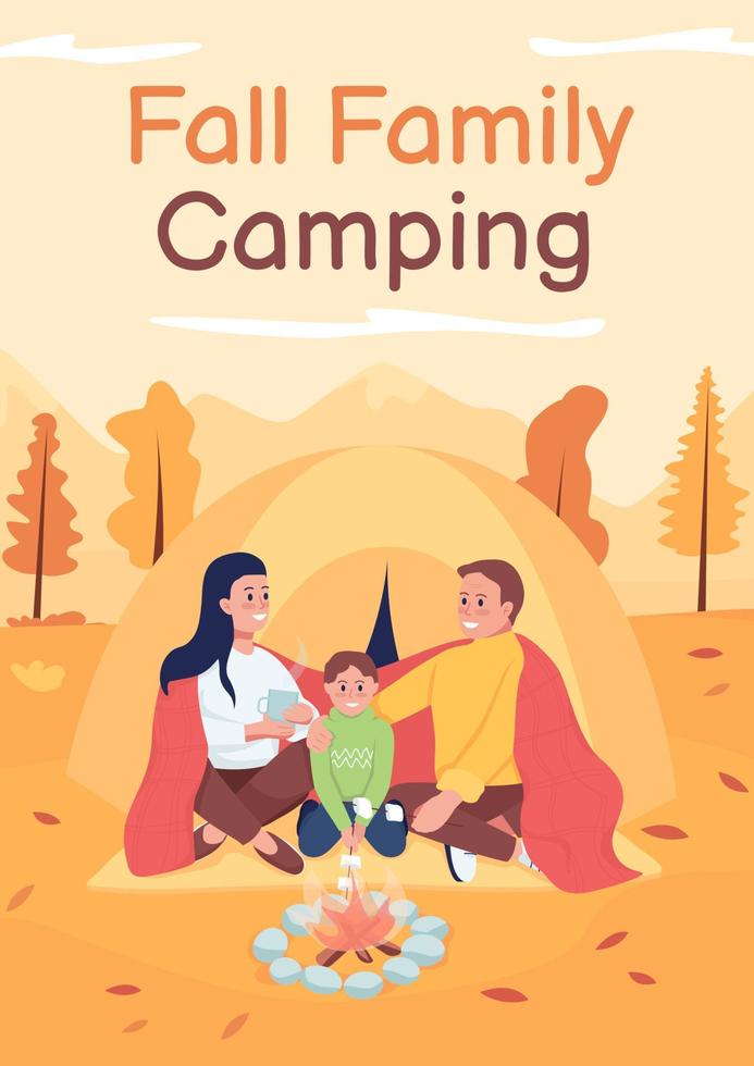 modèle de vecteur plat d'affiche de camping familial d'automne