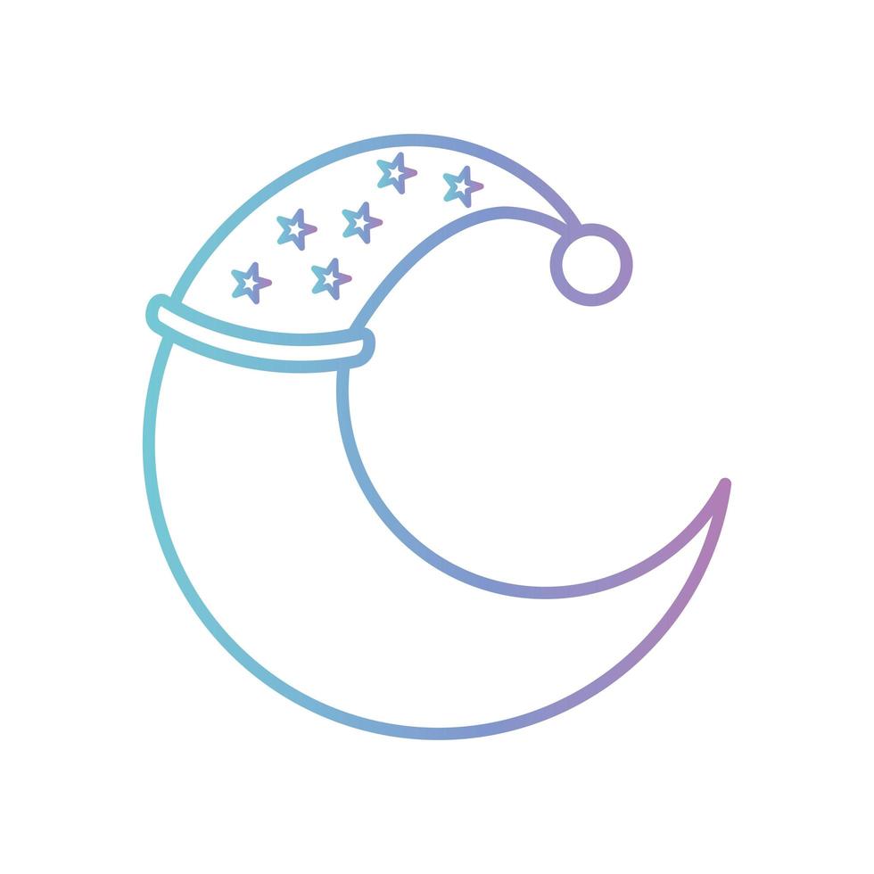 Lune endormie avec conception de vecteur icône style dégradé chapeau