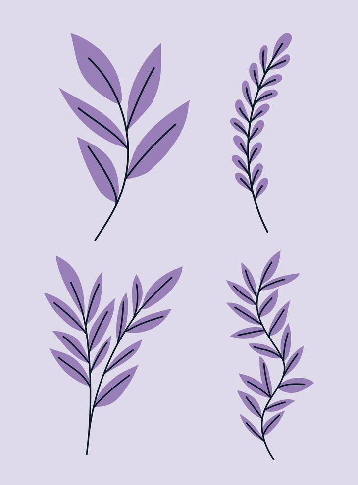quatre plantes violettes vecteur