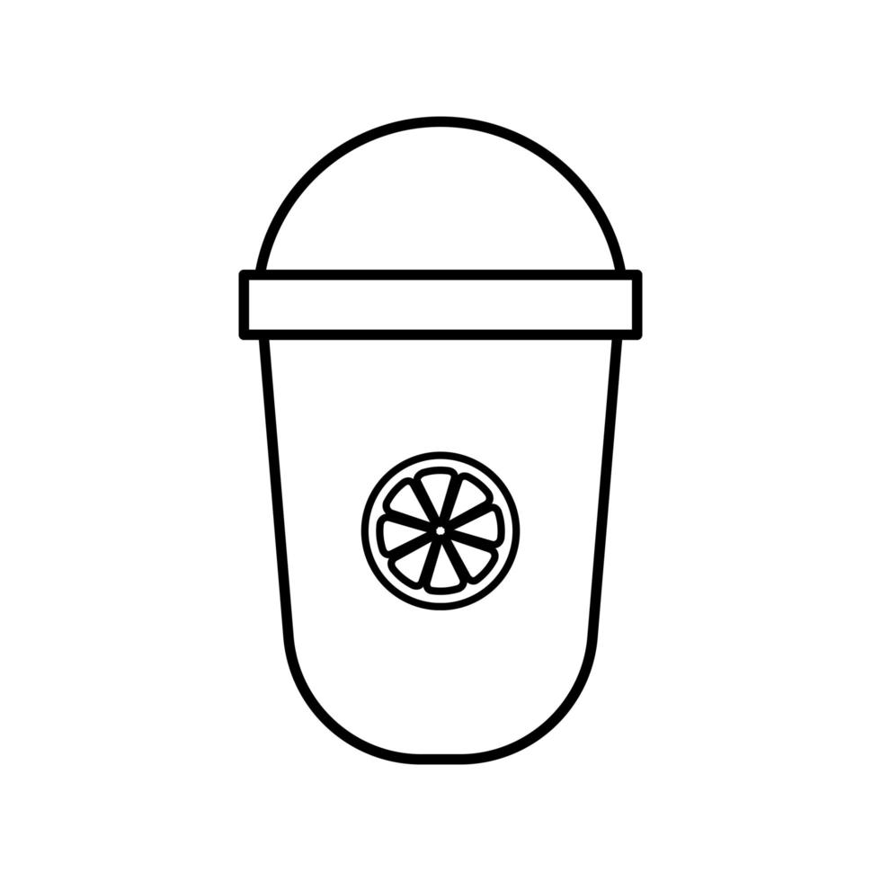 tasse de thé glacé avec conception de vecteur d'icône de style de ligne de citron