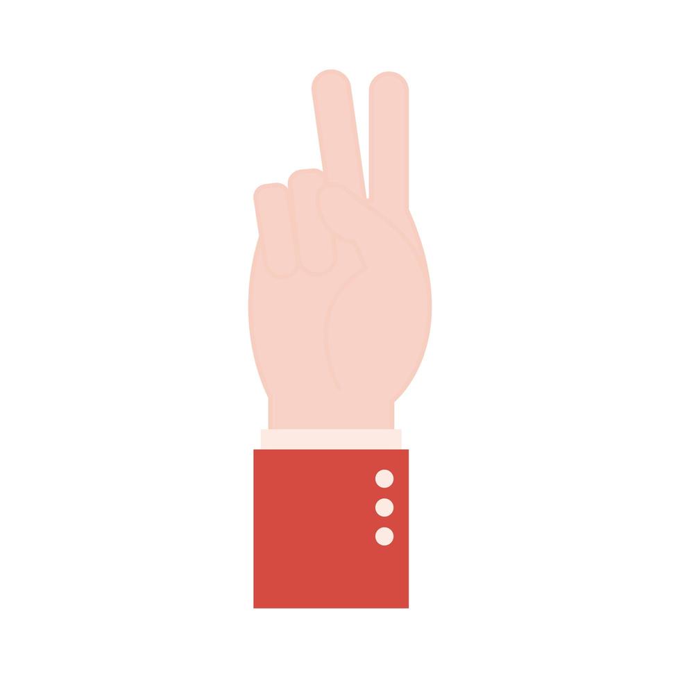 v conception de vecteur d'icône de style plat langue des signes de la main