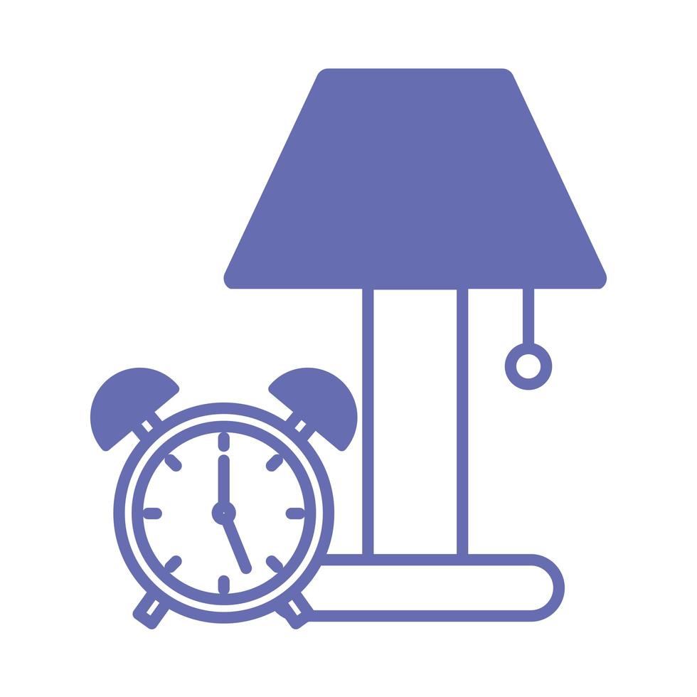 ligne d'horloge et de lampe et conception de vecteur d'icône de style de remplissage