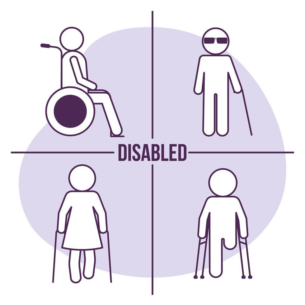 quatre symboles d'accessibilité handicapés vecteur