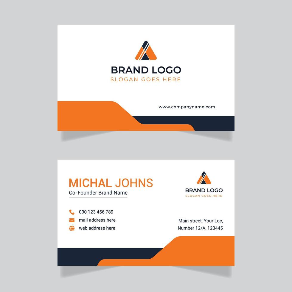 professionnel Orange et noir affaires carte conception impression vecteur