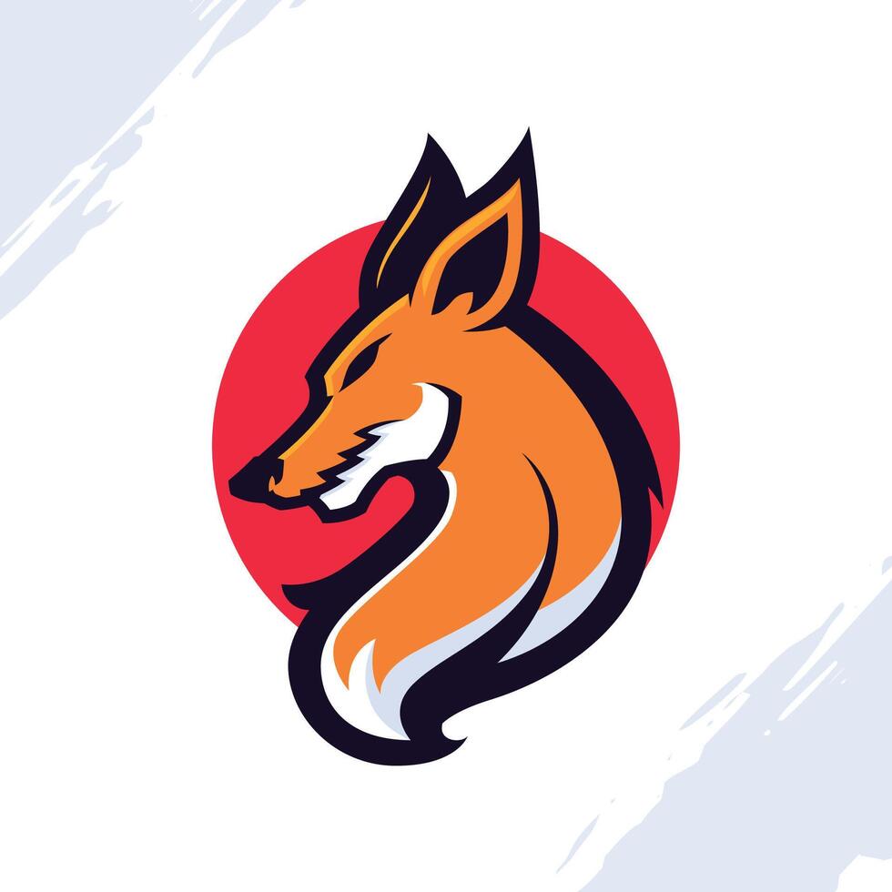 rouge Soleil Renard tête jeu mascotte logo vecteur