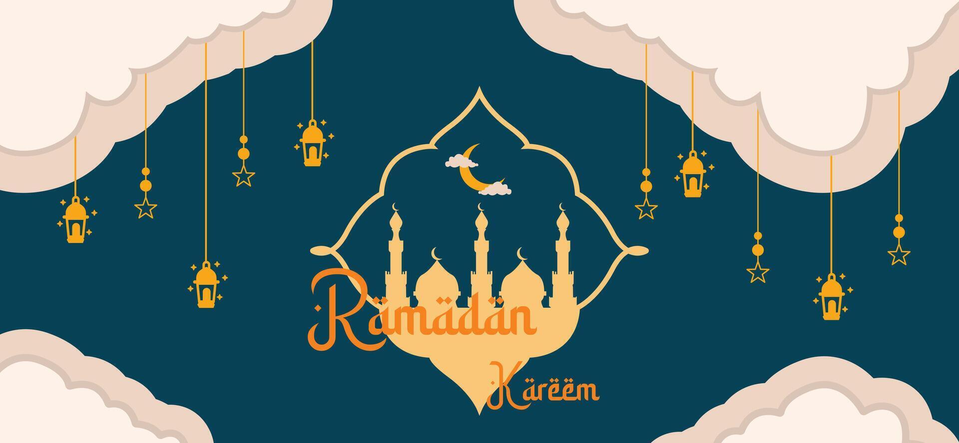 Ramadan kareem islamique salutation carte modèle avec Ramadan pour fond d'écran conception illustration vecteur