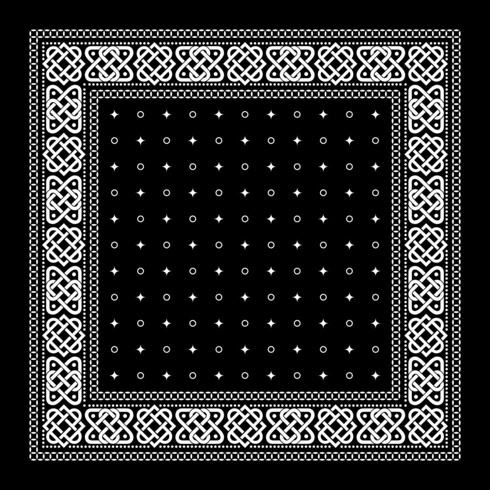 Facile noir bandana décoré avec blanc géométrique ornement cette pouvez être appliqué à tissus de divers couleurs vecteur