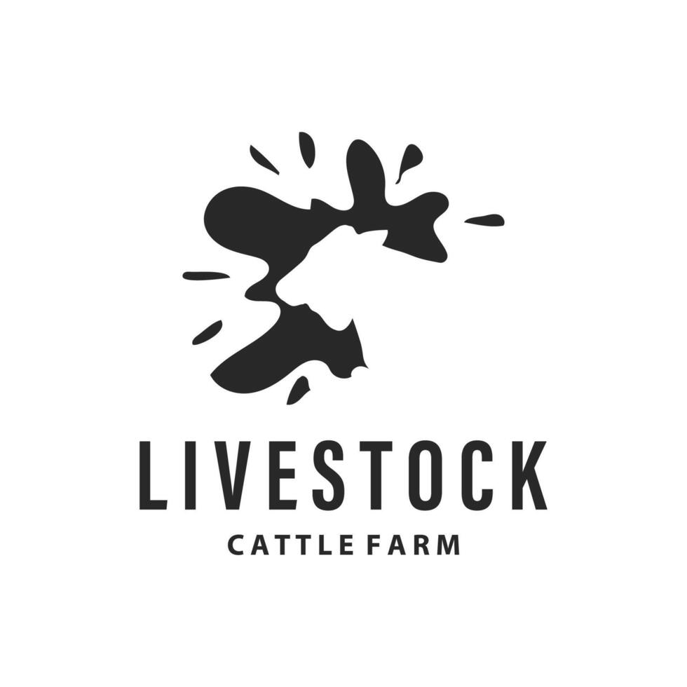 vache logo, Facile bétail ferme conception, bétail silhouette, vecteur badge pour affaires marque