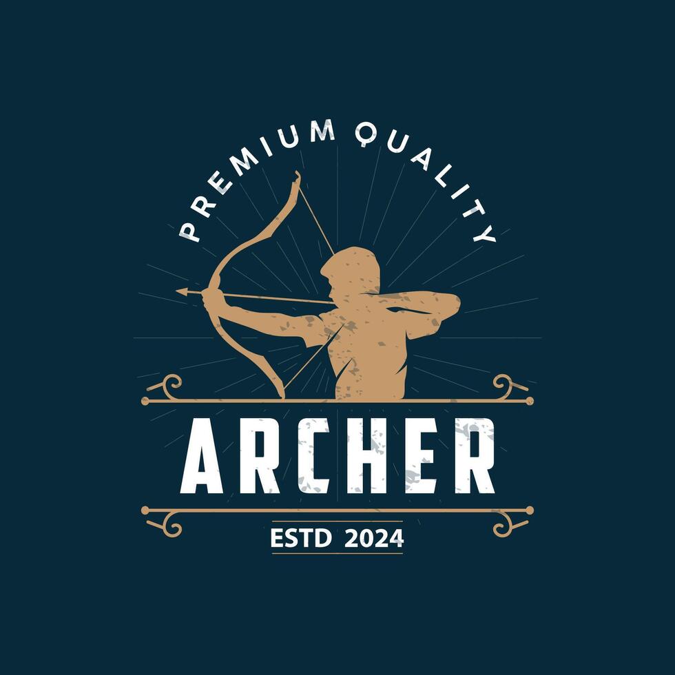 archer logo vecteur silhouette guerrier tir à l'arc Facile conception arc et La Flèche modèle illustration