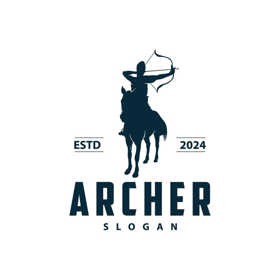 archer logo vecteur silhouette guerrier tir à l'arc Facile conception arc et La Flèche modèle illustration