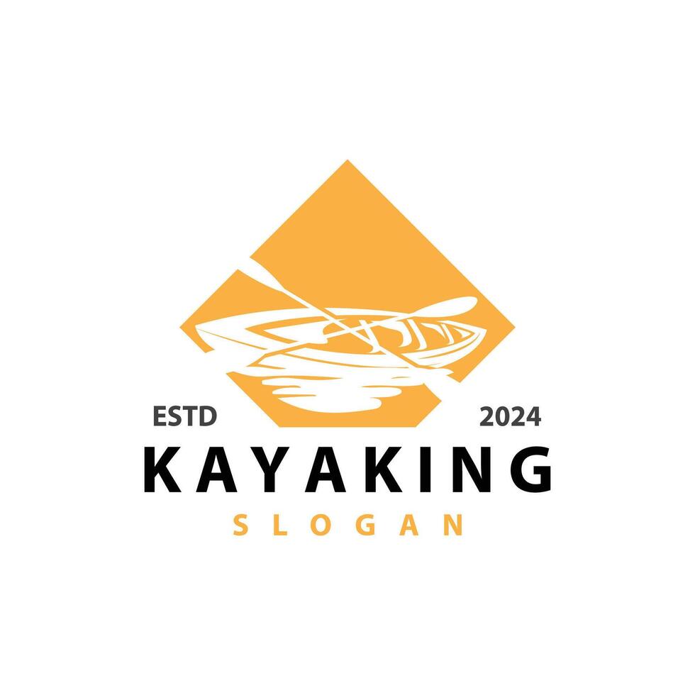 kayak logo canoë pagayer sauvage aventure rivière conception vecteur illustration ancien style