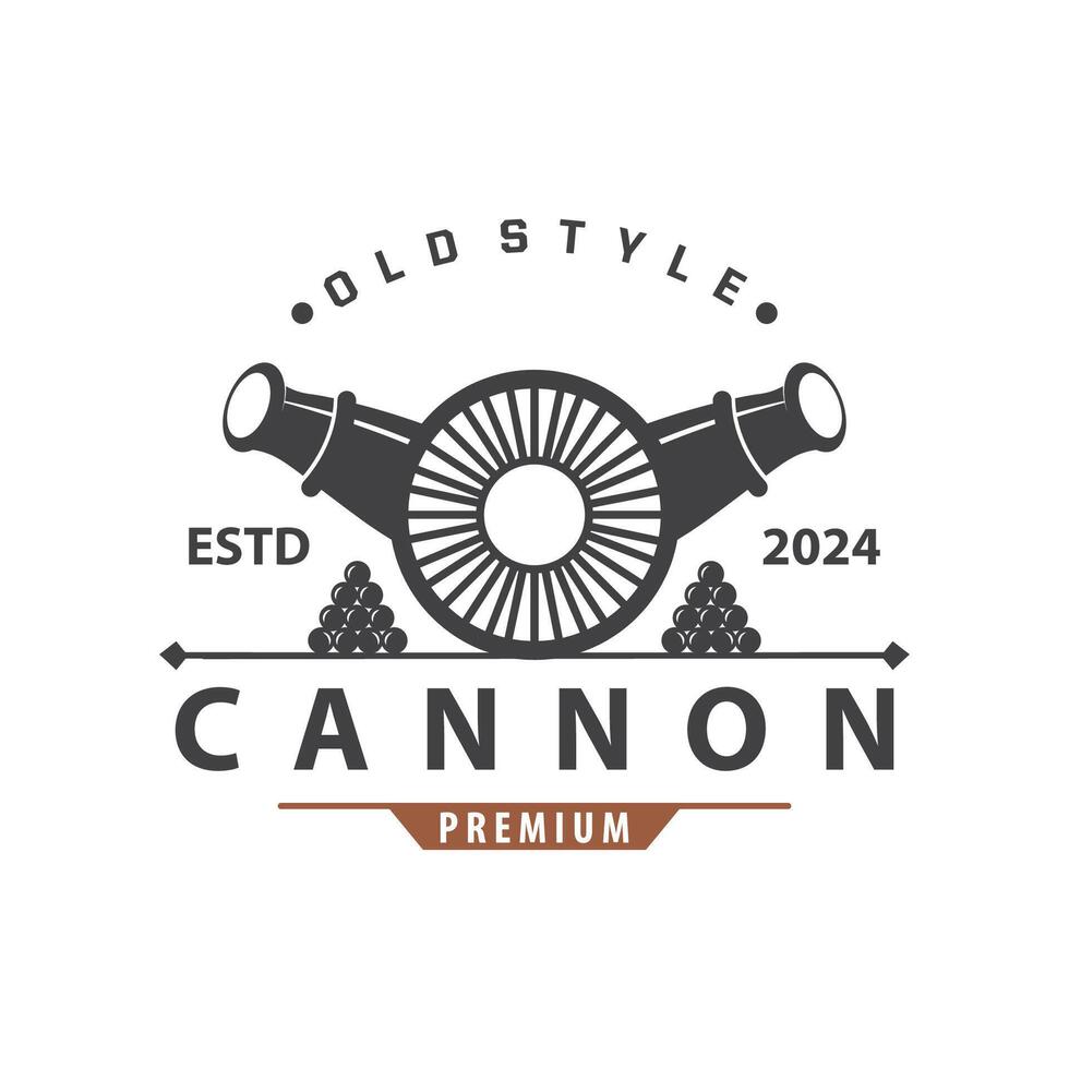 canon logo, élégant Facile conception rétro ancien style, guerre artillerie vecteur, illustration symbole icône vecteur