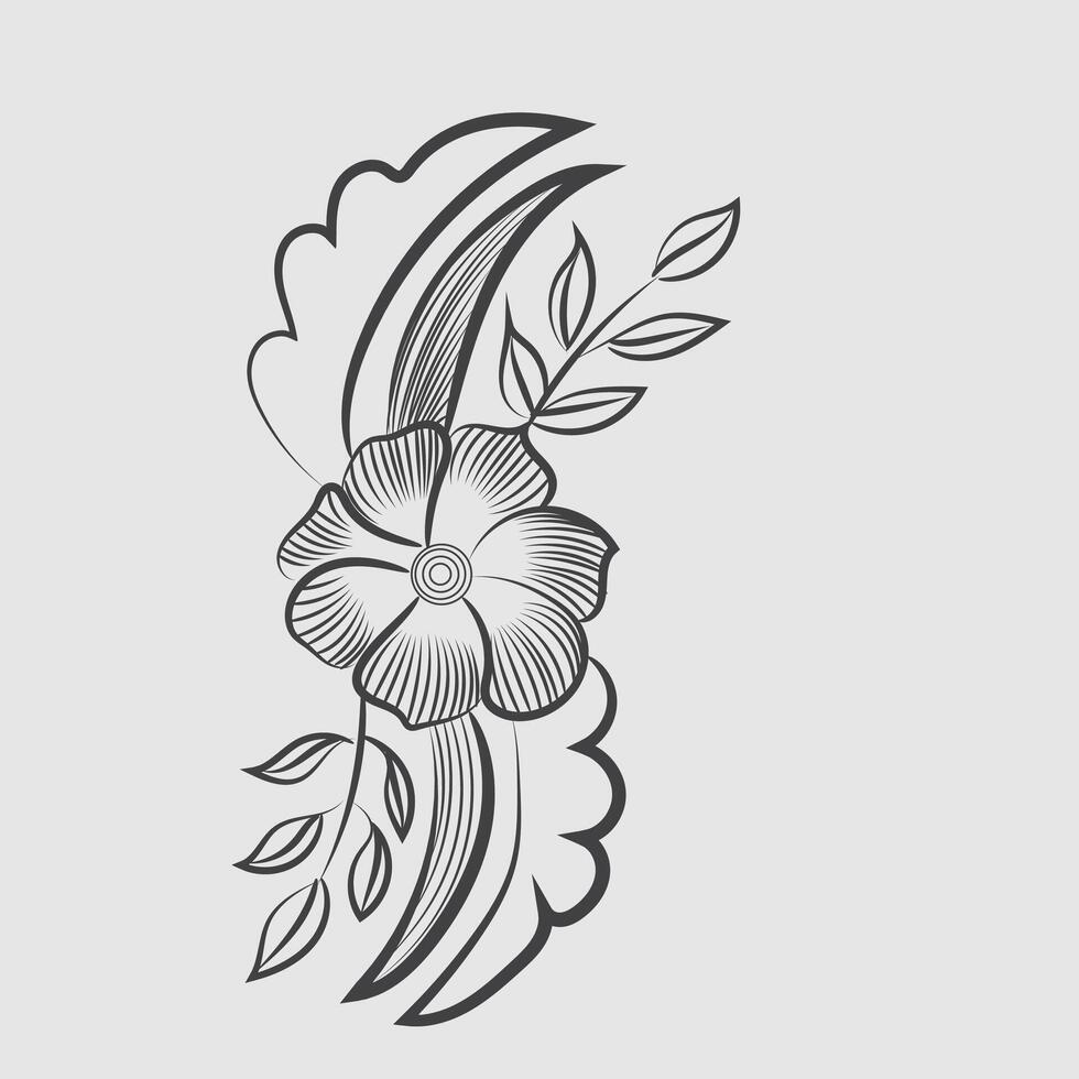 main dessiner floral fleur contour illustration conception vecteur