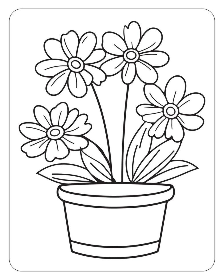 coloriages de fleurs pour les enfants vecteur