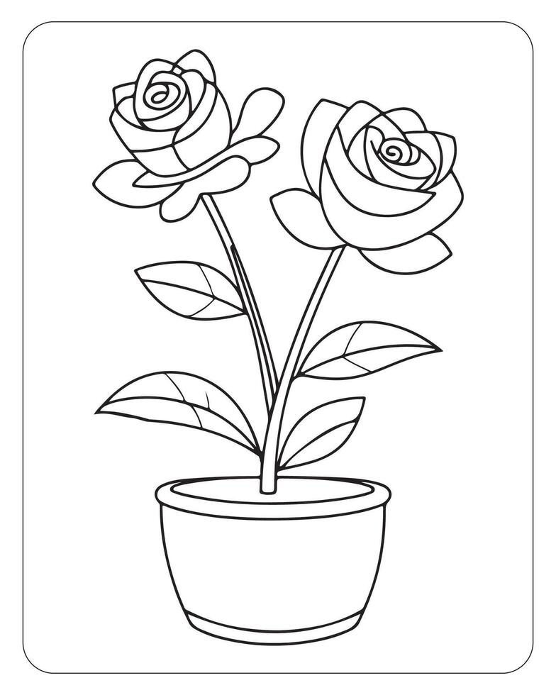 coloriages de fleurs pour les enfants vecteur