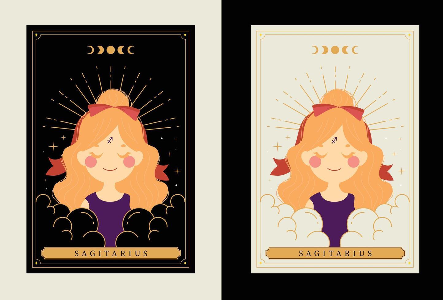 plat conception vecteur mignonne tarot Sagittaire horoscope zodiaque signe art collection