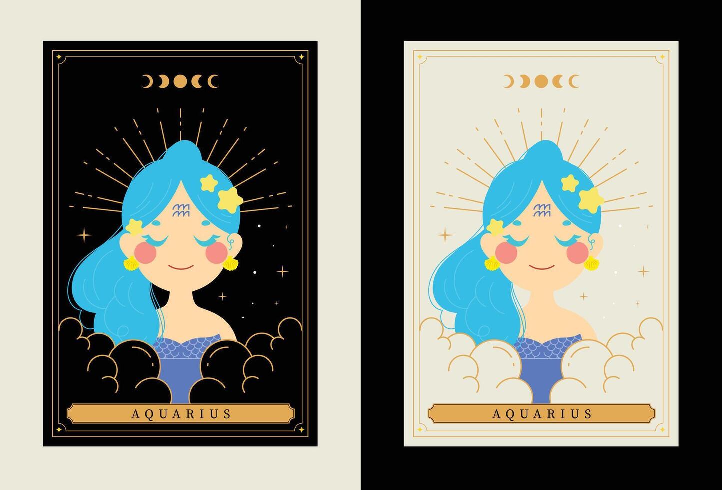 plat conception vecteur mignonne tarot Verseau horoscope zodiaque signe art collection