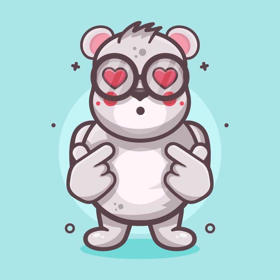 kawaii polaire ours animal personnage mascotte avec l'amour signe main geste isolé dessin animé vecteur