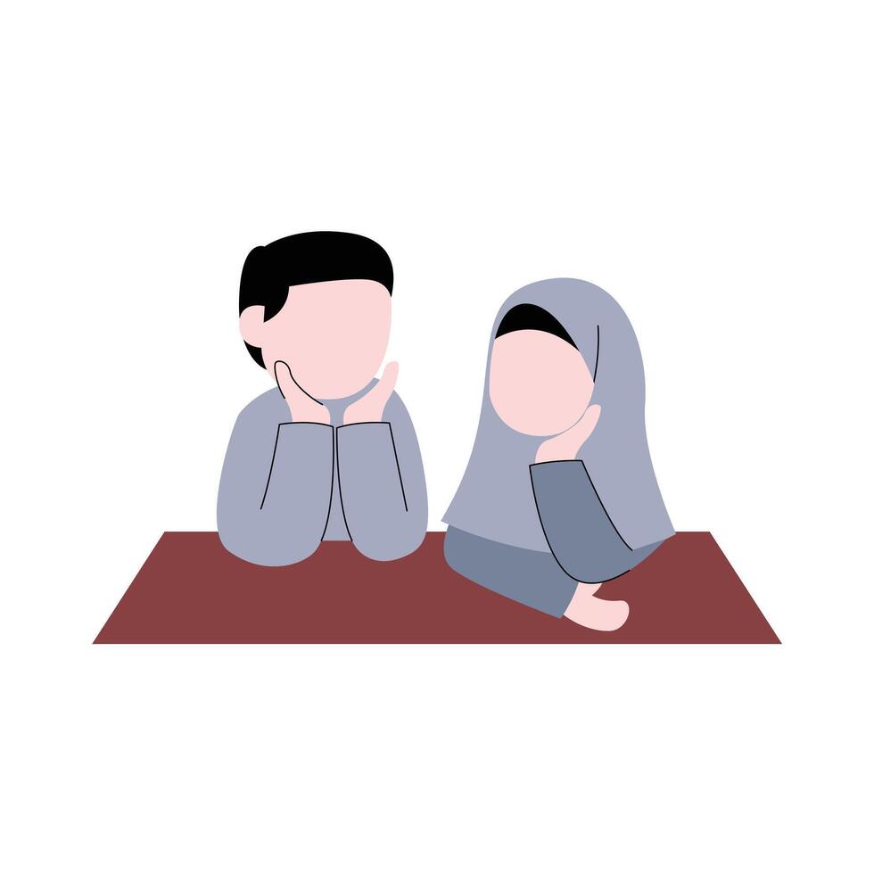 mignonne romantique musulman couple dessin animé vecteur