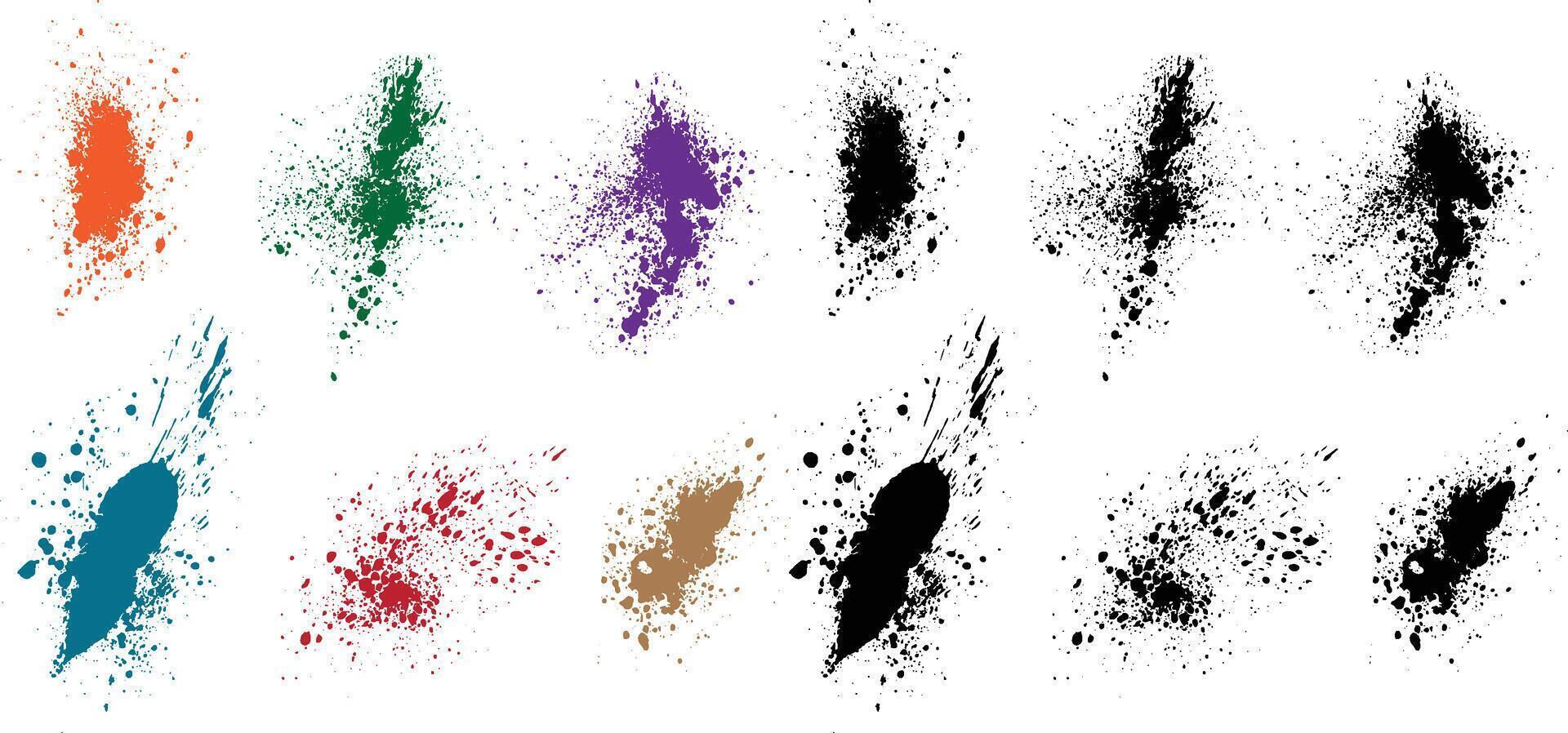 violet, blé, noir, rouge, vert, Orange Couleur grunge brosse accident vasculaire cérébral Halloween du sang isolé peindre encre vecteur illustration