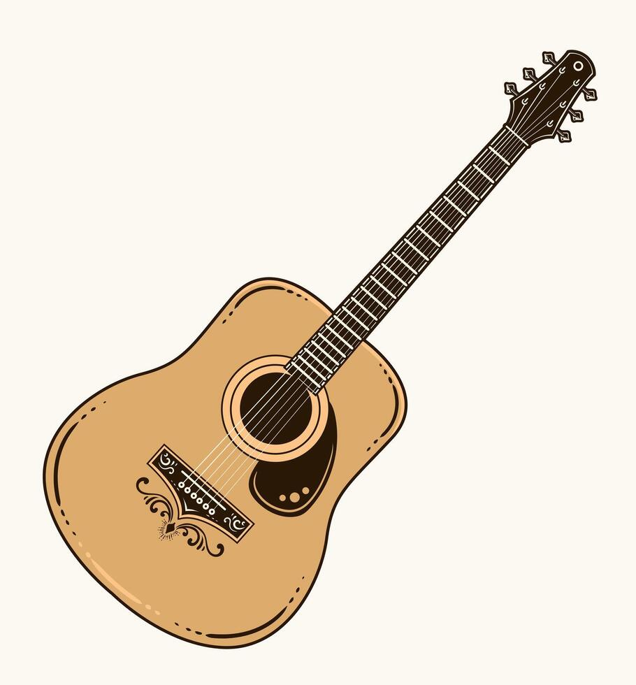 illustration de classique acoustique guitare. isolé guitare. musical chaîne instrument, vecteur illustration