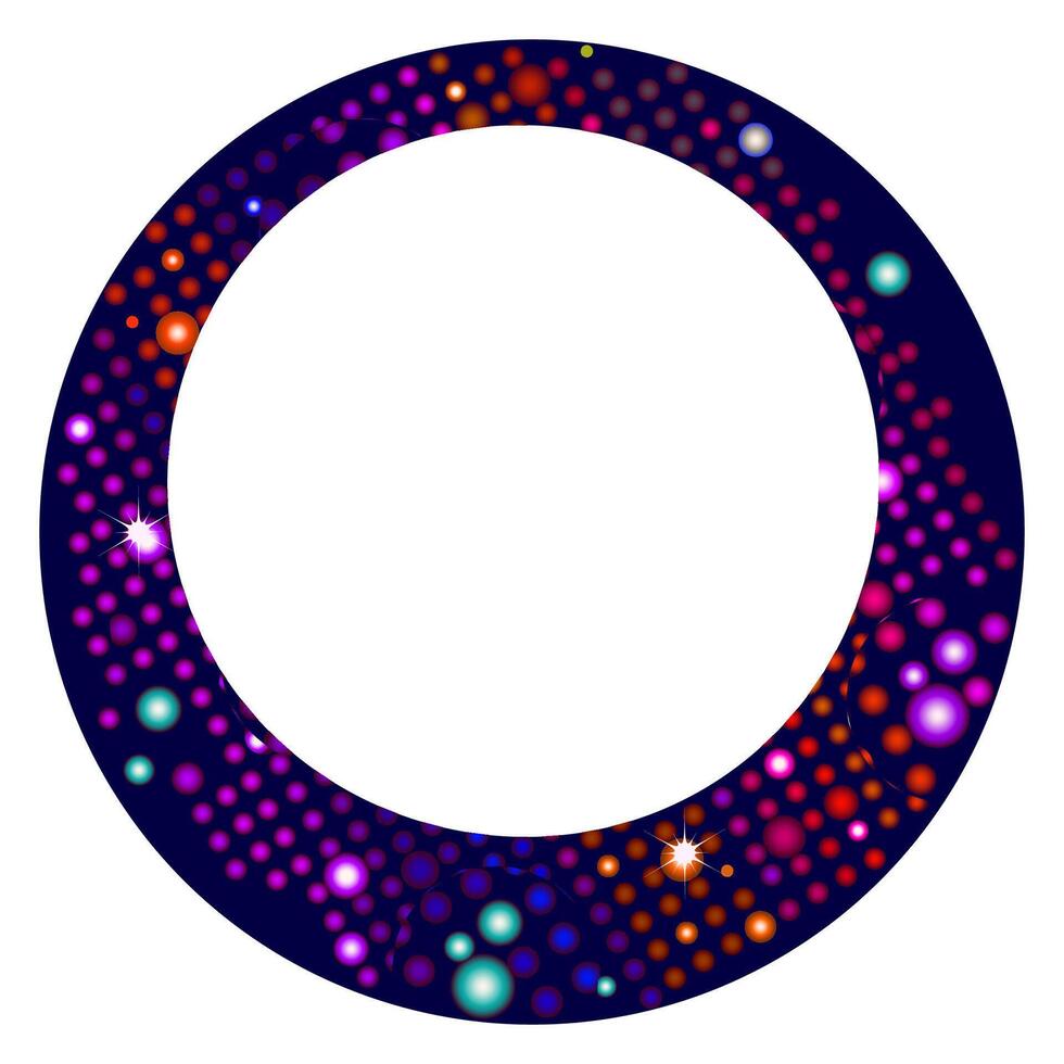 circulaire Cadre avec coloré néon points vecteur