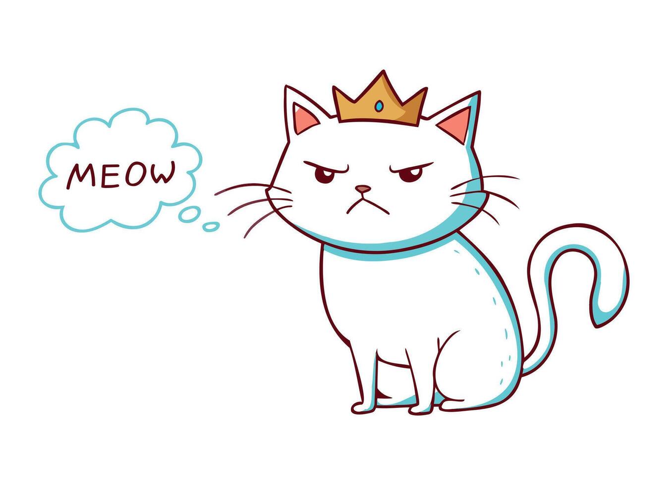 une dessin animé chat avec une couronne sur ses tête vecteur