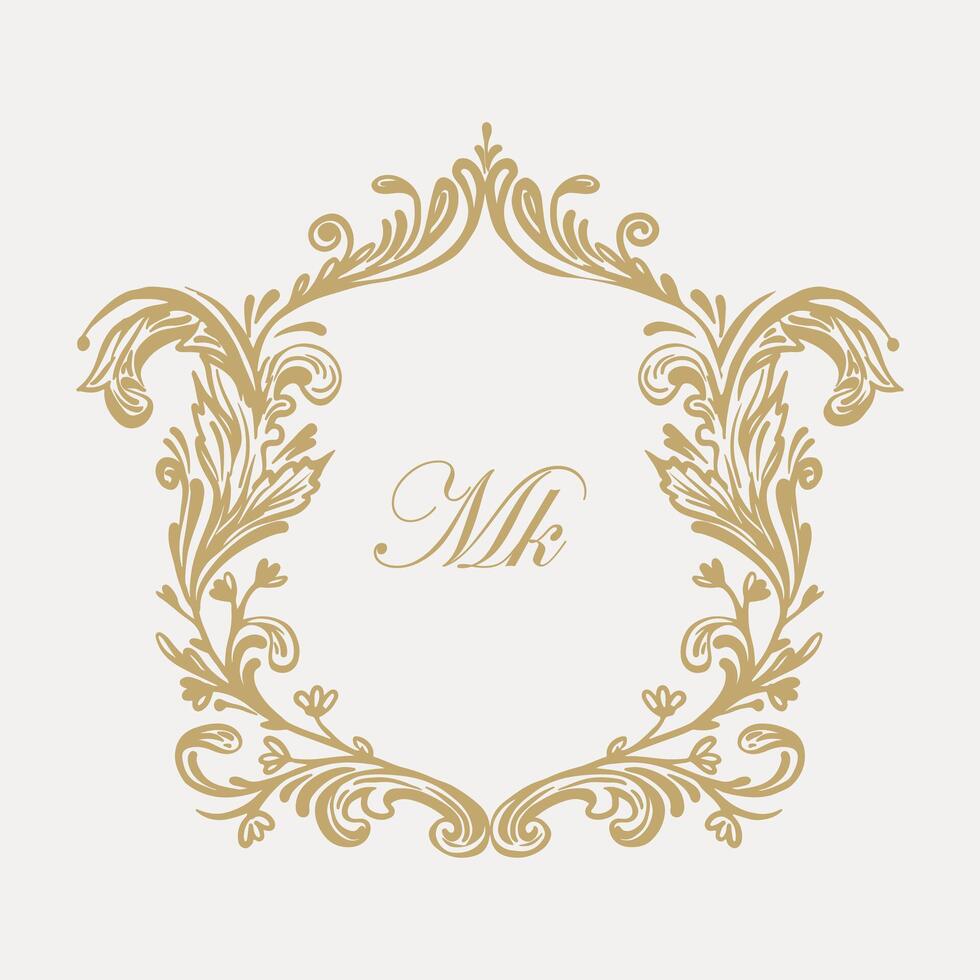 complexe mariage monogramme crête conception avec mk initiales. vecteur