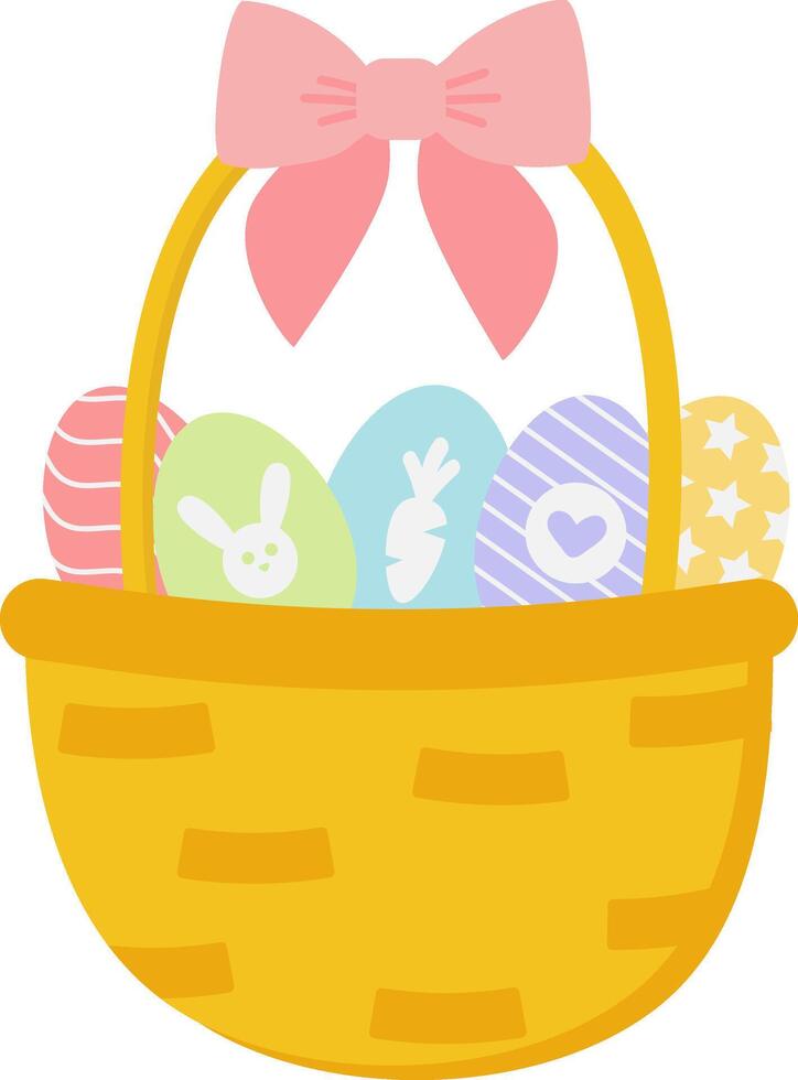 panier avec une arc et Pâques des œufs pour votre la créativité, cartes et invitations vecteur