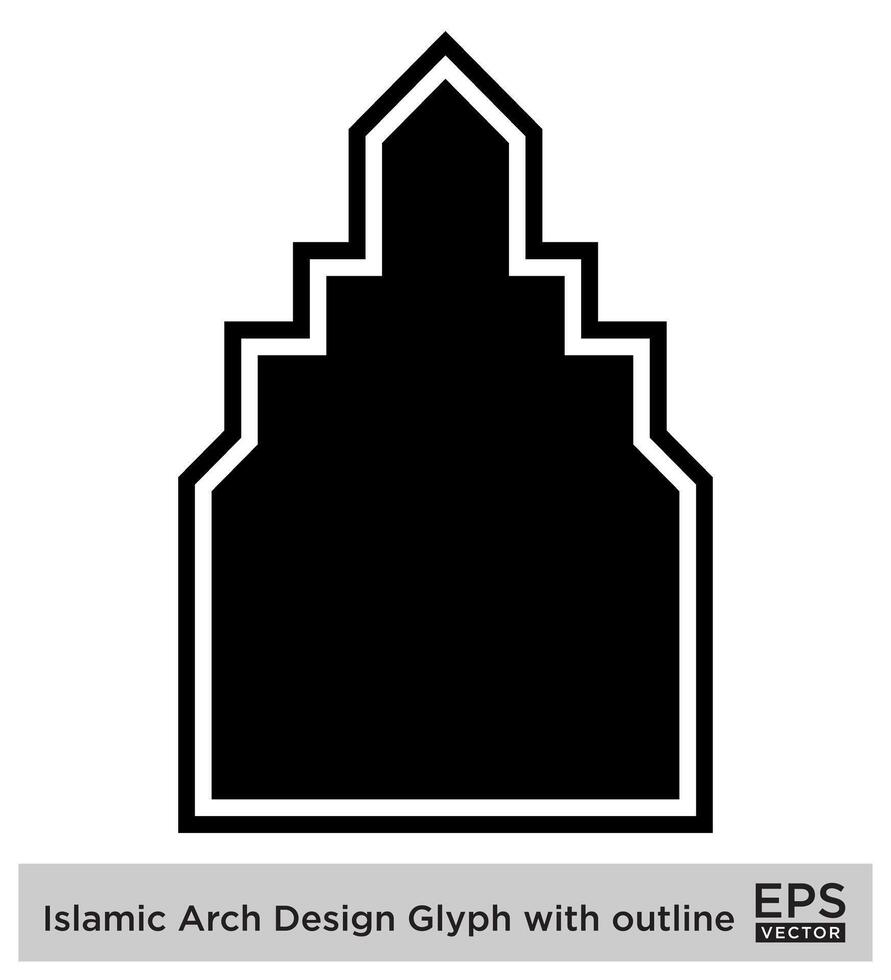 islamique cambre conception glyphe avec contour noir rempli silhouettes conception pictogramme symbole visuel illustration vecteur