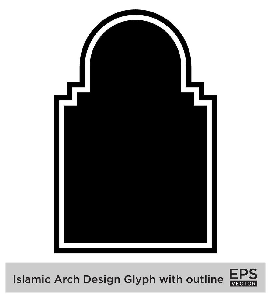 islamique cambre conception glyphe avec contour noir rempli silhouettes conception pictogramme symbole visuel illustration vecteur