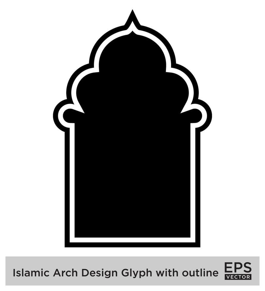 islamique cambre conception glyphe avec contour noir rempli silhouettes conception pictogramme symbole visuel illustration vecteur