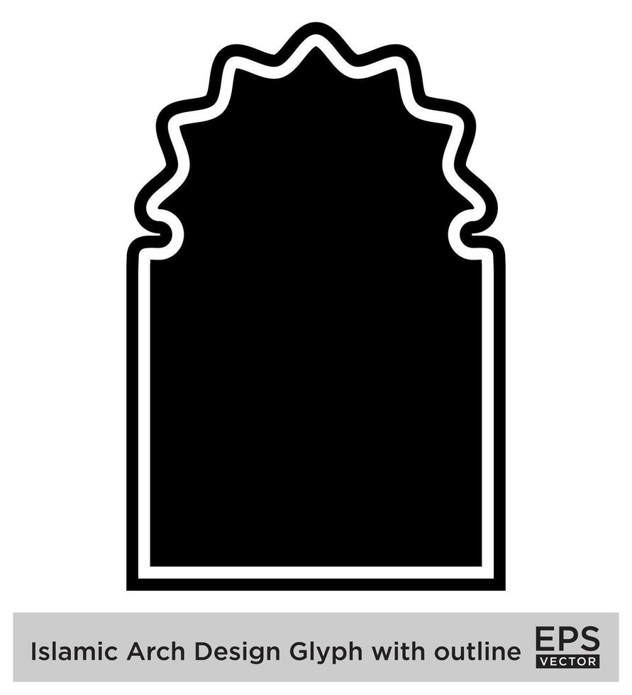 islamique cambre conception glyphe avec contour noir rempli silhouettes conception pictogramme symbole visuel illustration vecteur