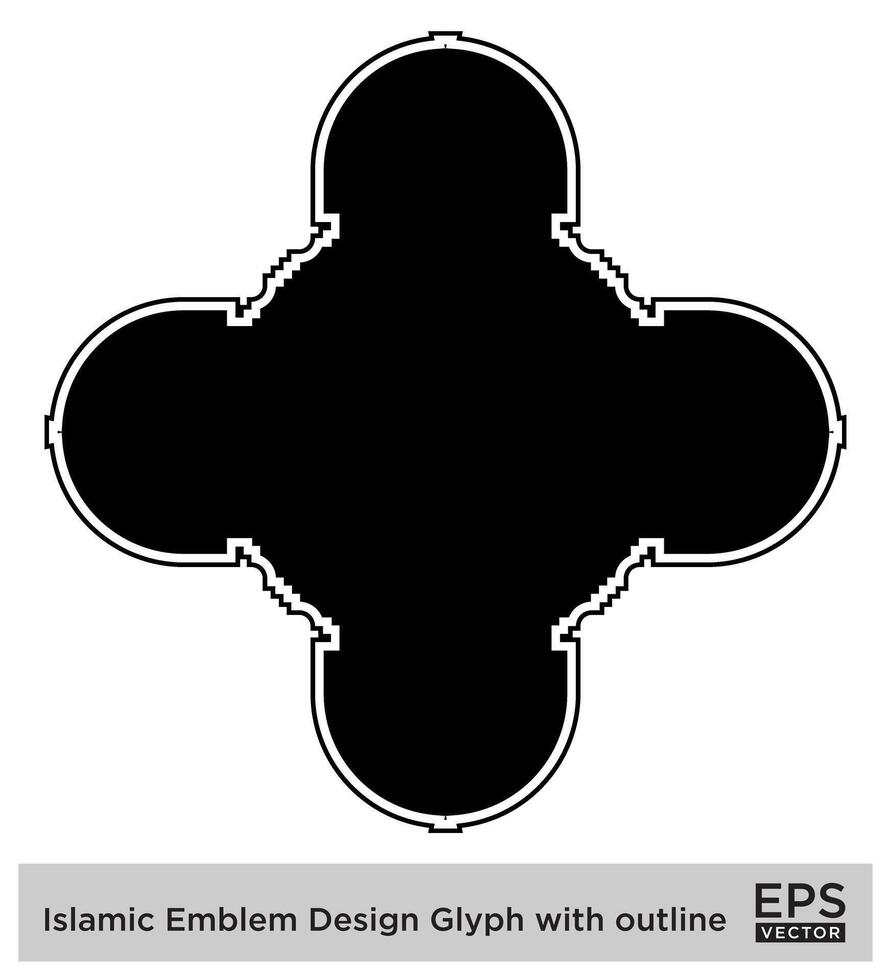 islamique déambuler conception glyphe avec contour noir rempli silhouettes conception pictogramme symbole visuel illustration vecteur