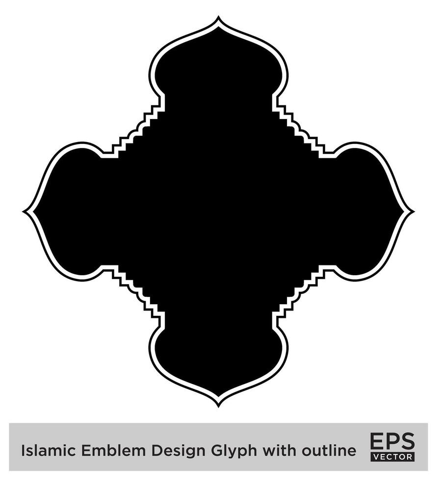 islamique déambuler conception glyphe avec contour noir rempli silhouettes conception pictogramme symbole visuel illustration vecteur