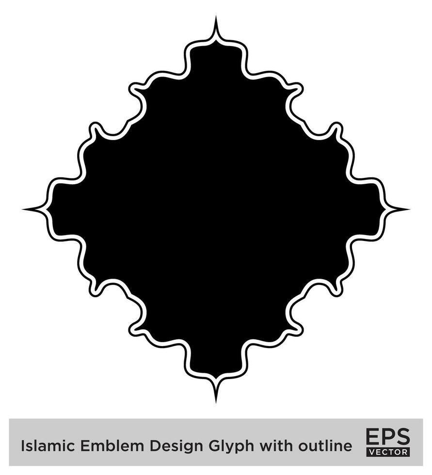 islamique déambuler conception glyphe avec contour noir rempli silhouettes conception pictogramme symbole visuel illustration vecteur