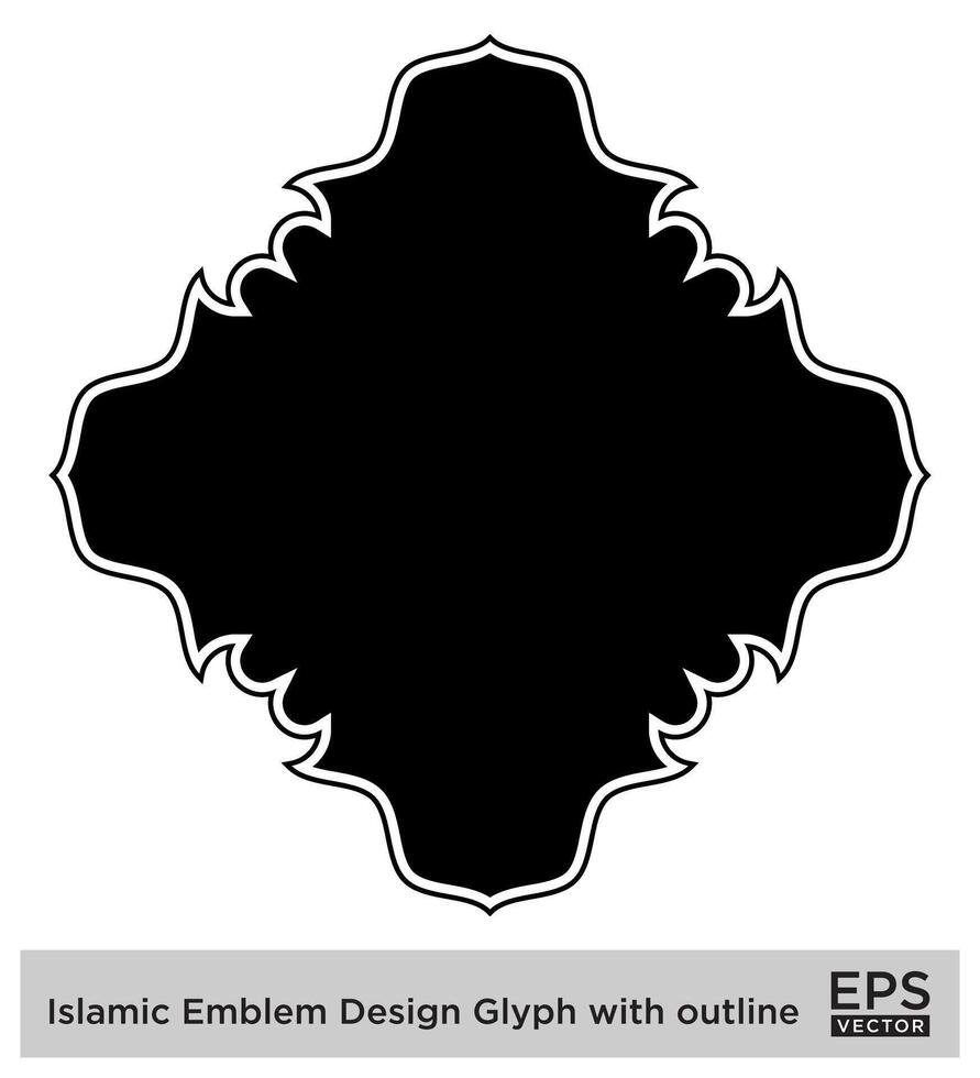 islamique déambuler conception glyphe avec contour noir rempli silhouettes conception pictogramme symbole visuel illustration vecteur