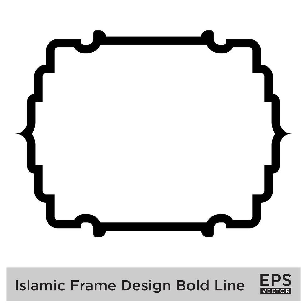 islamique Cadre conception audacieux ligne noir accident vasculaire cérébral silhouettes conception pictogramme symbole visuel illustration vecteur