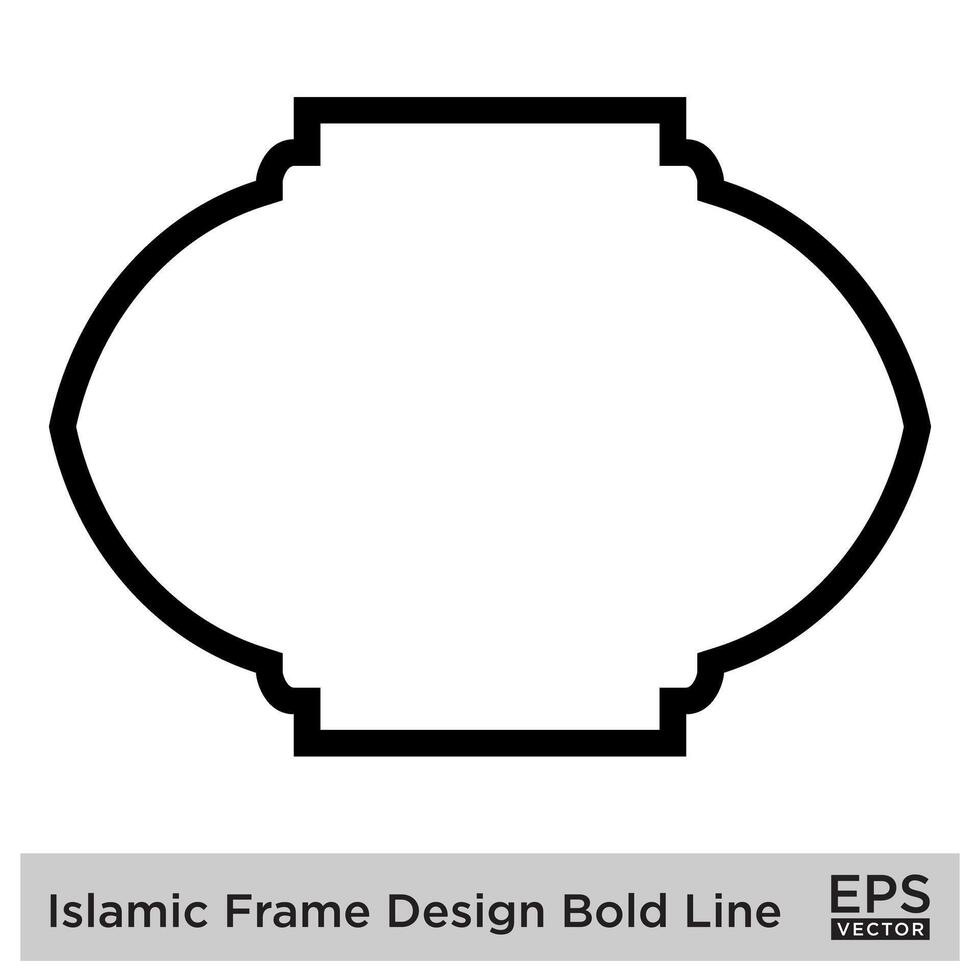 islamique Cadre conception audacieux ligne noir accident vasculaire cérébral silhouettes conception pictogramme symbole visuel illustration vecteur