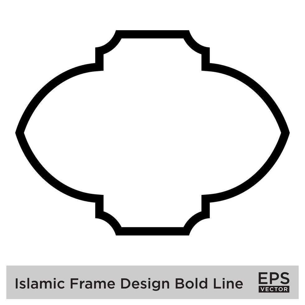 islamique Cadre conception audacieux ligne noir accident vasculaire cérébral silhouettes conception pictogramme symbole visuel illustration vecteur