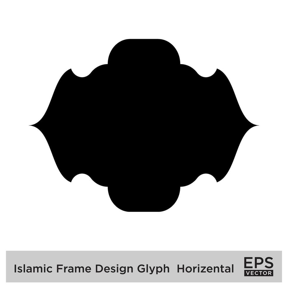 islamique Cadre conception glyphe horizontal noir rempli silhouettes conception pictogramme symbole visuel illustration vecteur